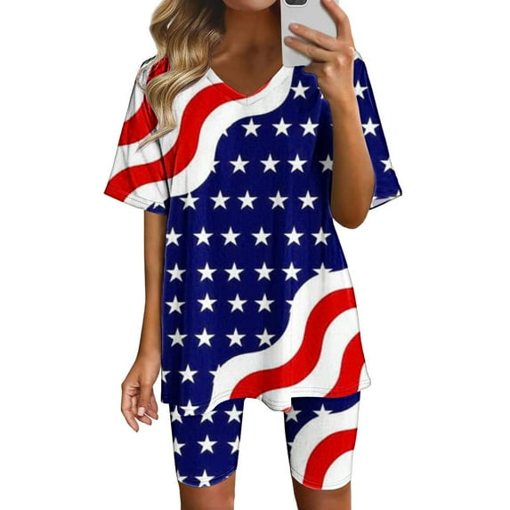 Two Piece Summer Sets Plus Size Women's Short Sleeve V-neck Tops Shorts Comfortable Homewear Two-piece Suit Sets 2 Piece Beach Outfits for Women