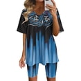 thumbnail image 1 of Two Piece Summer Sets Plus Size Women's Short Sleeve V-neck Tops Shorts Comfortable Homewear Two-piece Suit Sets 2 Piece Beach Outfits for Women, 1 of 7