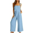 thumbnail image 1 of Two Piece Summer Sets Sleeveless Solid Color Comfy Lounge Set Round Neck Softy Loose Fit Workout Set Casual Lightweight Suspender Fashion Daily Pajama Sets With Pocket, 1 of 6
