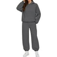 thumbnail image 1 of Two Piece Sweatshirt Sets for Women Solid Hoodies Fall Winter Outfits Long Sleeve Pants Loose Fit Sweatshirts Soft Jogger Set Loungewear, 1 of 6
