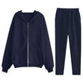 thumbnail image 1 of Two Piece Sweatshirt Sets for Women Solid Zip Up Hoodies Fall Winter Outfits Long Sleeve Pants Loose Fit Sweatshirts Soft Jogger Set Loungewear, 1 of 4