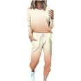 thumbnail image 1 of Two Piece Sweatsuits Womens Lounge Sets Gradient Color Long Sleeve Crewneck Top and Joggers Sweatpant Pant Set (XL, Pink), 1 of 1