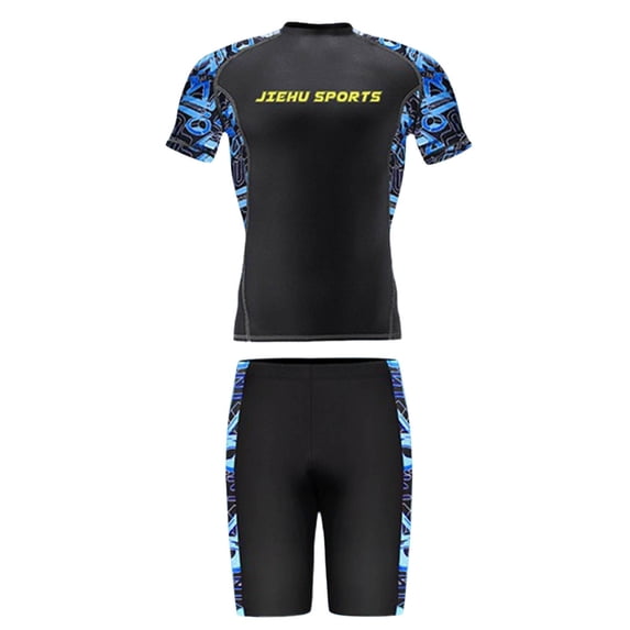 Two Piece Swim Set Swim Trunks with Rash Guard Shirt UPF 50 Plus Sun Protection for Beach Pool Blue XXL