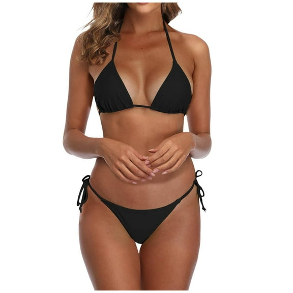 Two Piece Swimsuit For Women Plus Size Bikini Black Brazilian String Bikinis Triangle Top Bathing Suits