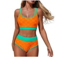 thumbnail image 1 of Two Piece Swimsuit For Women Sevevn Women's Sports Two Piece Swimsuits Bathing Suit Bikini Sets with Chest Pad Swimwear Orange M, 1 of 7