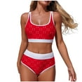 thumbnail image 1 of Two Piece Swimsuit For Women Sevevn Women's Sports Two Piece Swimsuits Bathing Suit Bikini Sets with Chest Pad Swimwear Red M, 1 of 7