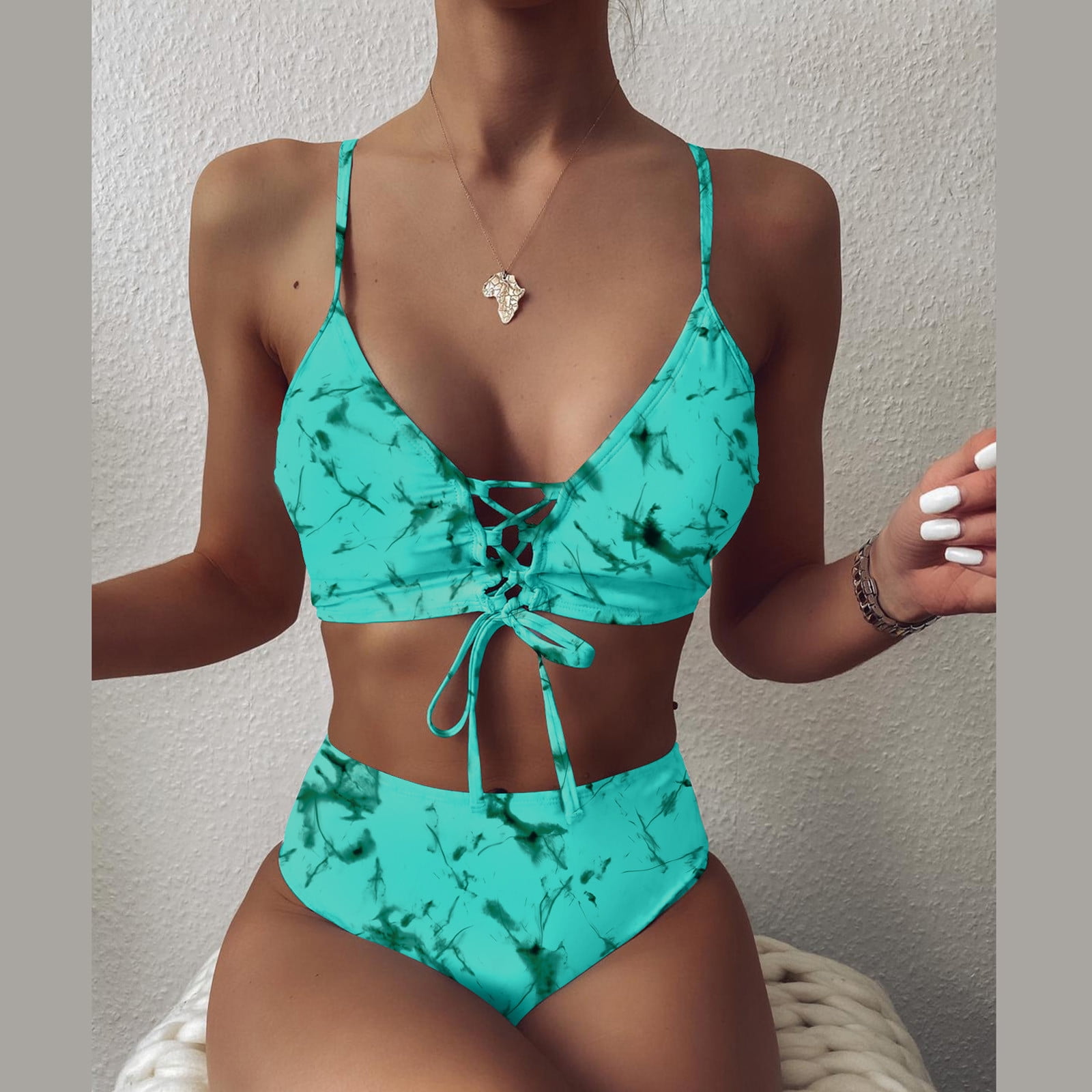 Two Piece Swimsuit for Women Women Soild Print Bikinis Swimsuit Sexy