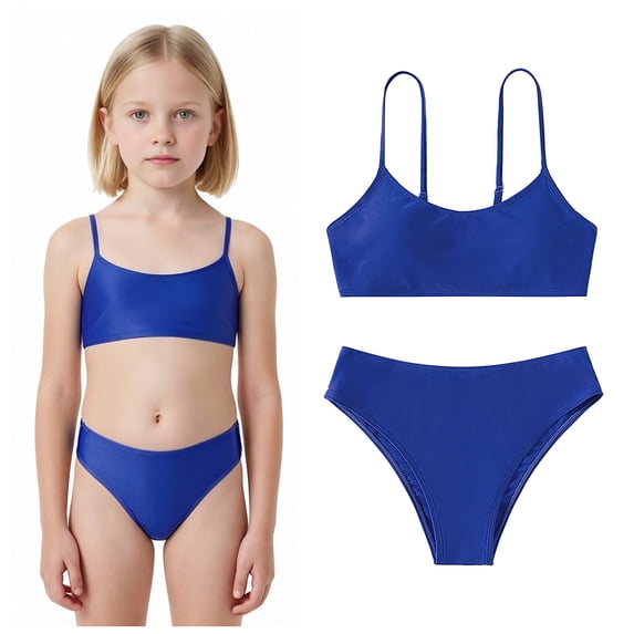 Two Piece Swimsuit for Girls Adjustable Straps Bikini Sets with Chest Pad Swimsuit for Tween Girls 12 Years