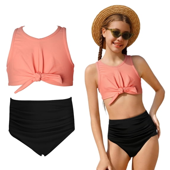 Two Piece Swimsuit for Tween Girls Quick Dry Bikini Sets with Chest Pad Girls Swim Suits 11-12 Years