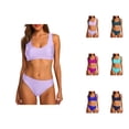 thumbnail image 1 of Two Piece Swimsuit for Women Neck Bikini Crop Top High Cut Womens Bathing Suits Sporty High Waisted Swimwear, 1 of 7