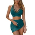 thumbnail image 1 of Two Piece Swimsuit for Women V-Neck Adjusting Bikini Tops Bathing Suit with High Waisted Mini Skirt Bottoms, 1 of 7