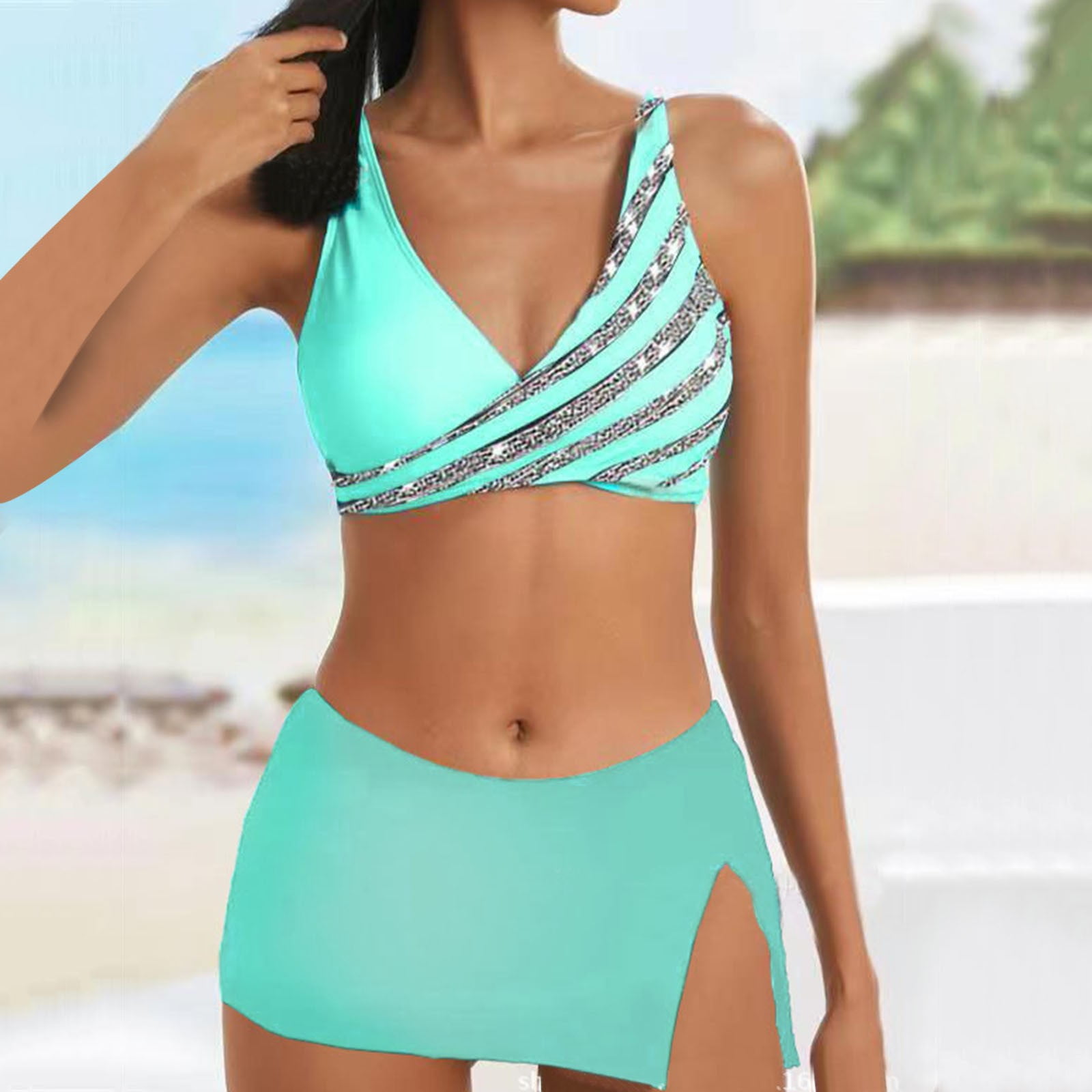 Two Piece Swimsuit for Women Women's High Waisted ThreePieces Set