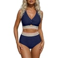 thumbnail image 1 of Two Piece Swimsuits High Waist Bikini Tied Side Tankini With Push Up Padding/BU1/M, 1 of 5
