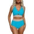 thumbnail image 1 of Two Piece Swimsuits High Waist Bikini Tied Side Tankini With Push Up Padding/BU2/S, 1 of 5