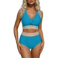 thumbnail image 1 of Two Piece Swimsuits High Waist Bikini Tied Side Tankini With Push Up Padding/BU3/M, 1 of 5