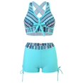 thumbnail image 1 of Two Piece Swimsuits for Women Boho Geometric Printed Swimsuit Drawstring Boyshorts Bathing Suit Back Cross Swimwear, 1 of 9