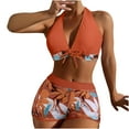 thumbnail image 1 of Two Piece Swimsuits for Women Halter Tie Deep V Neck Swimsuit Tummy Control Boyshorts Swimsuit Leaf Print Bathing Suit, 1 of 7