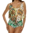 thumbnail image 1 of Two Piece Swimsuits for Women Ruffled Flounce Swimsuit Ruched High Waisted Swimwear Ethnic Print Bathing Suit Bikini Clearance Sale Items Cheapeast On Sale, 1 of 5