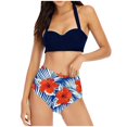 thumbnail image 1 of Two Piece Swimsuits for Women Sunflower Printed Swimsuit Ruched High Waisted Swimwear Underwire Padded Bathing Suits, 1 of 4
