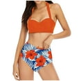 thumbnail image 1 of Two Piece Swimsuits for Women Sunflower Printed Swimsuit Ruched High Waisted Swimwear Underwire Padded Bathing Suits, 1 of 4