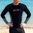 thumbnail image 1 of Two Piece Swimwear Long Sleeve Rash Guard Swim Shirt with Board Shorts For Sun Surfing Snorkeling Beach Mens Gradient Zipper Suit, 1 of 5