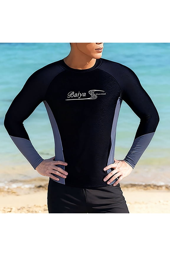 Two Piece Swimwear Long Sleeve Rash Guard Swim Shirt with Board Shorts For Sun Surfing Snorkeling Beach Mens Gradient Zipper Suit