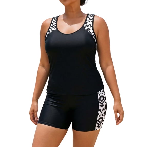 Two Piece Tankini Bathing Suit Sporty Swimsuits Women's Tankini Swimsuits Plus Size Tankinis Loose Fit Swimsuit Tankini Swimsuit for Women Racerback Tankini Tankini Tops for Women White 2XL
