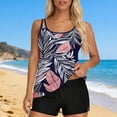 thumbnail image 1 of Two Piece Tankini Swimsuits for Women Built-in Padded Cups Ruched Tummy Control Bathing Suits Floral Print Tank Top with Boyshorts Flattering Swimwear Sets, 1 of 7