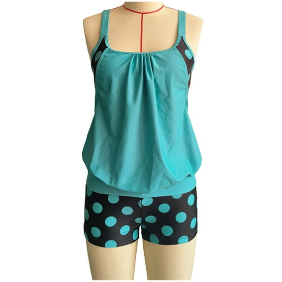 Two Piece Tankini Swimsuits for Women Tank Blouson Top Bathing Suits with Floral Boyleg Bottoms Modest Swimwear
