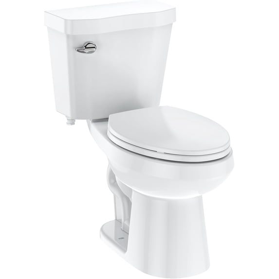 Two Piece Toilet, Elongated ADA 17 in Height, Side Press Flush Split Toilet with Under-Locking Lid, for Bathrooms Comfort, Powerful Flushing, White