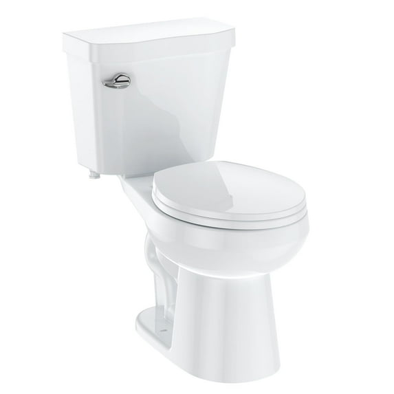 Two-Piece Toilet with Toilet Seat and Wax Ring, Round Toilets for Bathrooms, 1.28 Siphonic Flush Toilet Cotton White 17"(Toilet Seat Included)