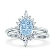 thumbnail image 1 of Two Piece Vintage Art Deco Wedding Set Ring Band Oval CZ 925 Sterling Silver Size 10, 1 of 5