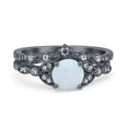 thumbnail image 1 of Two Piece Vintage Ring Created White Opal Black Tone 925 Sterling Silver, Size 9, 1 of 7