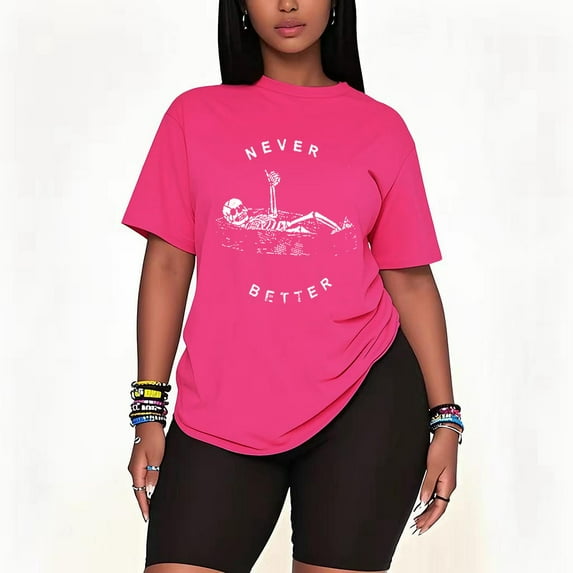 Two Piece Vintage Shirts for Women Cute Graphic Summer Oversized Outfits Shorts Matching Clothing Set -pink-4XL