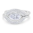 thumbnail image 1 of Two Piece Wedding Set Band Marquise Round Ring CZ 925 Sterling Silver Size 9, 1 of 6