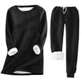 thumbnail image 1 of Two Piece Winter Outfits for Women, Sherpa Fleece Lined Womens Crewneck Tunic Sweater Tops and Jogger Pant Sets (10-11 Years, Black), 1 of 6