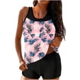 thumbnail image 1 of Two Piece Women's Tankini Swimsuits Floral Print Tummy Control Built in Bra Bathing Suits Modest with Shorts Swimwear, 1 of 6