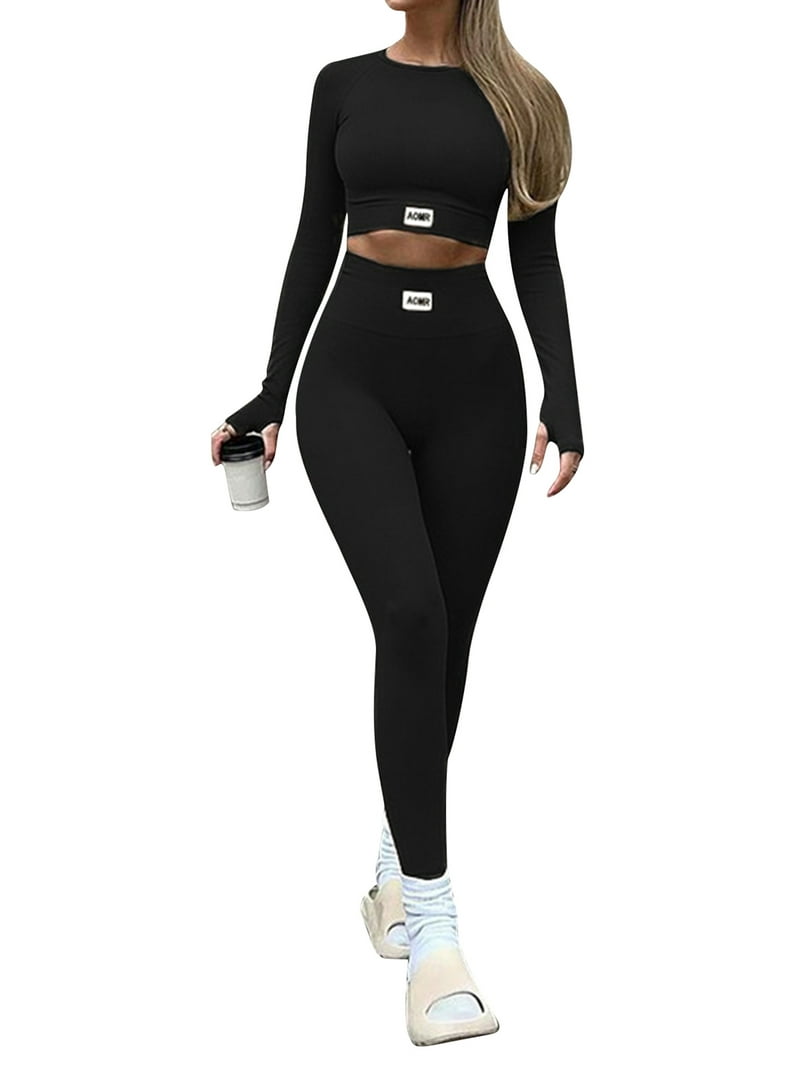 Two-Piece Workout Set Women Casual Tracksuits Streetwear Long