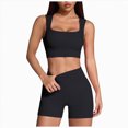 thumbnail image 1 of Two Piece Workout Sets For Women Tank Top Matching High Waist Booty Lifting Shorts Gym Yoga Active Wear Outfits Black ,S, 1 of 6
