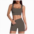 thumbnail image 1 of Two Piece Workout Sets For Women Tank Top Matching High Waist Booty Lifting Shorts Gym Yoga Active Wear Outfits Brown ,M, 1 of 4