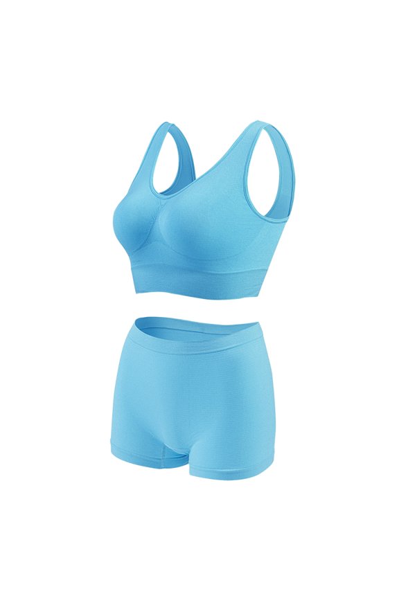 Two Piece Workout Sets for Women Active Sets Layered Workout Set Double Layer Sports Bra Gym Yoga Athletic Clothes Cute Workout Sets