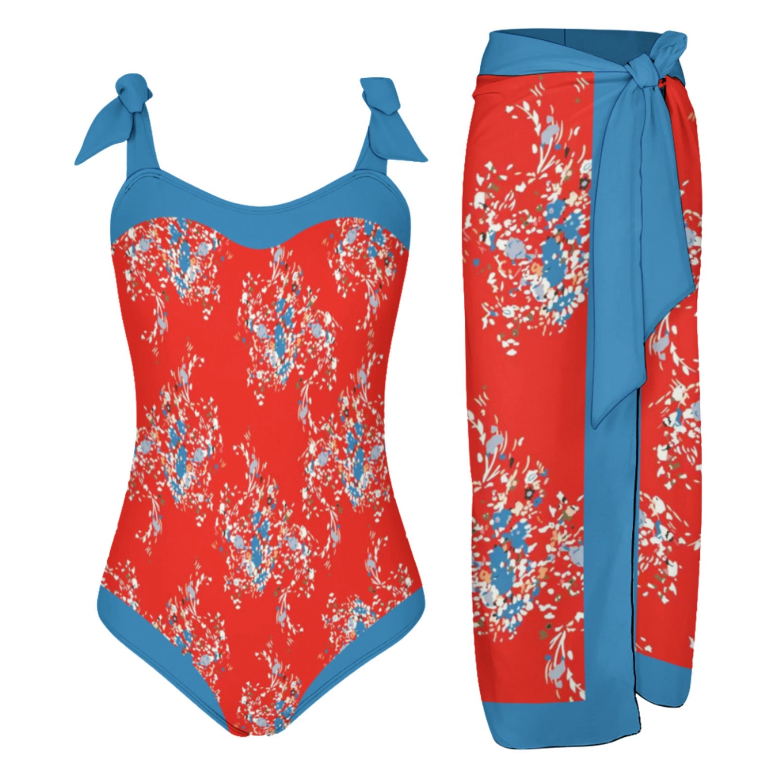 Two Piece Swimsuit Women Summer Beach Sexy Cover Up Vintage Print