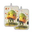thumbnail image 1 of Two Pieces Of Square Heat Insulation Pad Oven Mitts 7x9.8 Inch Oven Microwave Kitchen Cooking Baking A Cartoon Octopus, 1 of 7