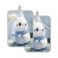 thumbnail image 1 of Two Pieces Of Square Heat Insulation Pad Oven Mitts 7x9.8 Inch Oven Microwave Kitchen Cooking Baking Adorable Rabbit with Glasses, 1 of 7