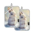 thumbnail image 1 of Two Pieces Of Square Heat Insulation Pad Oven Mitts 7x9.8 Inch Oven Microwave Kitchen Cooking Baking Cartoon Beautiful Gray Rabbit, 1 of 7