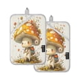 thumbnail image 1 of Two Pieces Of Square Heat Insulation Pad Oven Mitts 7x9.8 Inch Oven Microwave Kitchen Cooking Baking Cartoon Beautiful Little Mushroom, 1 of 7