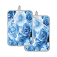 thumbnail image 1 of Two Pieces Of Square Heat Insulation Pad Oven Mitts 7x9.8 Inch Oven Microwave Kitchen Cooking Baking Cartoon Blue Roses Seamless, 1 of 7