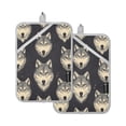 thumbnail image 1 of Two Pieces Of Square Heat Insulation Pad Oven Mitts 7x9.8 Inch Oven Microwave Kitchen Cooking Baking Cartoon Wolf Face Seamless, 1 of 7