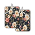 thumbnail image 1 of Two Pieces Of Square Heat Insulation Pad Oven Mitts 7x9.8 Inch Oven Microwave Kitchen Cooking Baking Colorful Flowers Pretty, 1 of 7