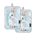 thumbnail image 1 of Two Pieces Of Square Heat Insulation Pad Oven Mitts 7x9.8 Inch Oven Microwave Kitchen Cooking Baking Cute Blue Cartoon Rabbit, 1 of 7